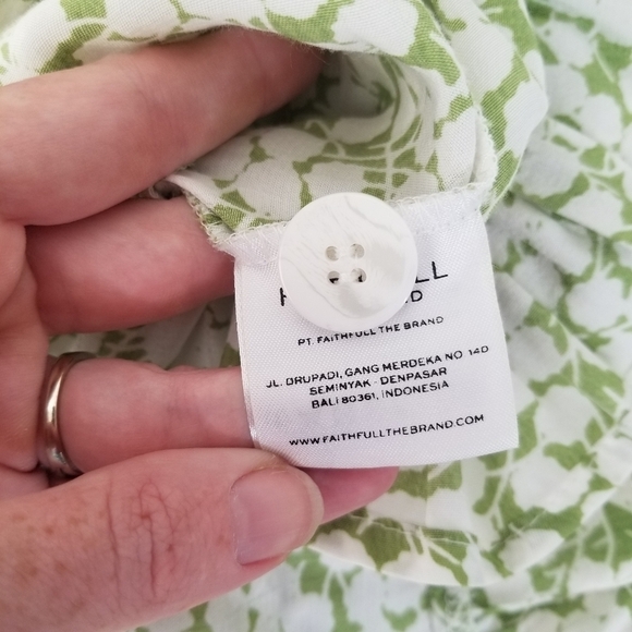 Faithfull the Brand Lou Lou Avocado Green Bella Floral Button Up Mini Dress 6 - Picture 13 of 16